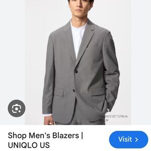 Uniqlo Men's Classic Gray Suit(Premium Wool slim fit jacket Size medium